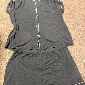 Stars Above Dark Gray Loungewear with Light Trim